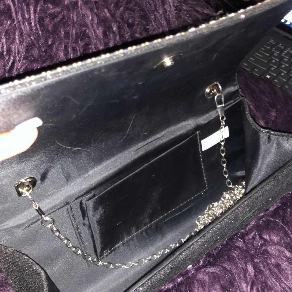 Silver and black clutch purse. - Picture 2 of 3
